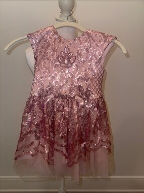 Girls' Rose Pink Sequin Floral Formal Dress